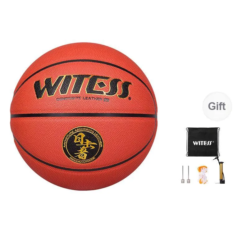WITESS Microfiber Leather Basketball Red Brown Size 7 Ball Training Unisex-0