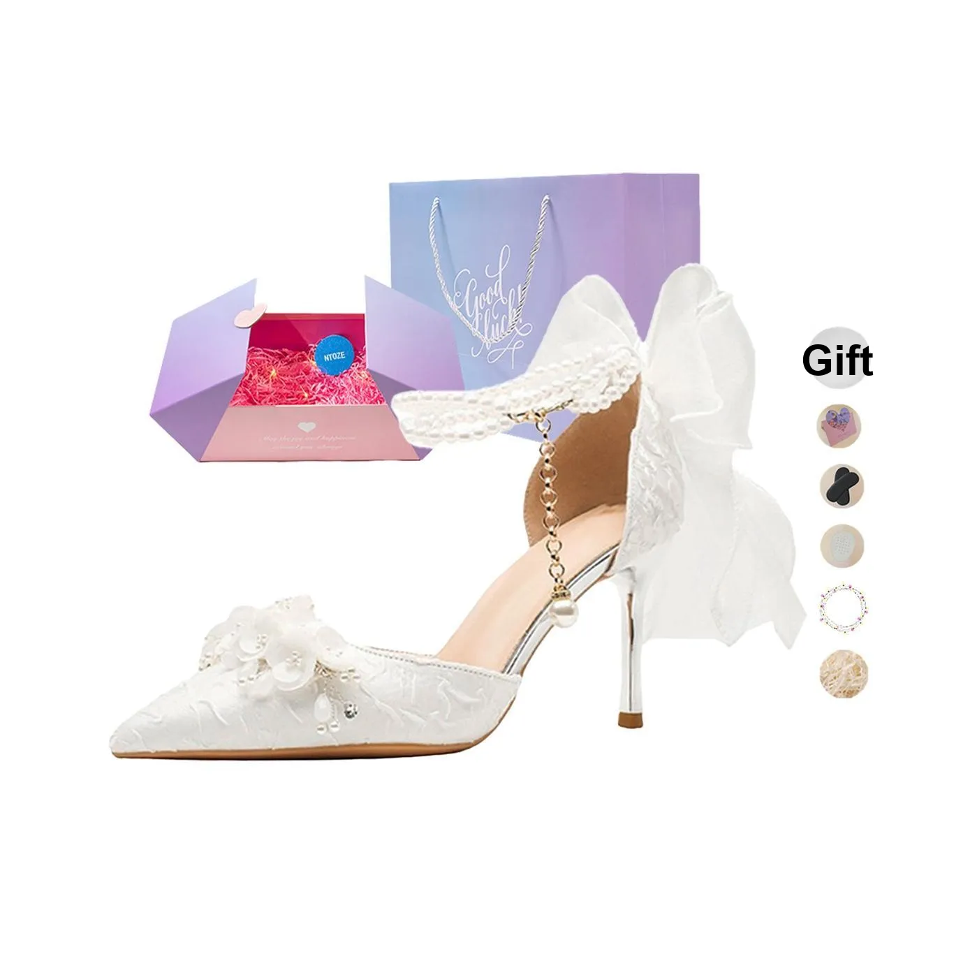NTOZE Узкий каблук Высокие каблуки Женские Белые