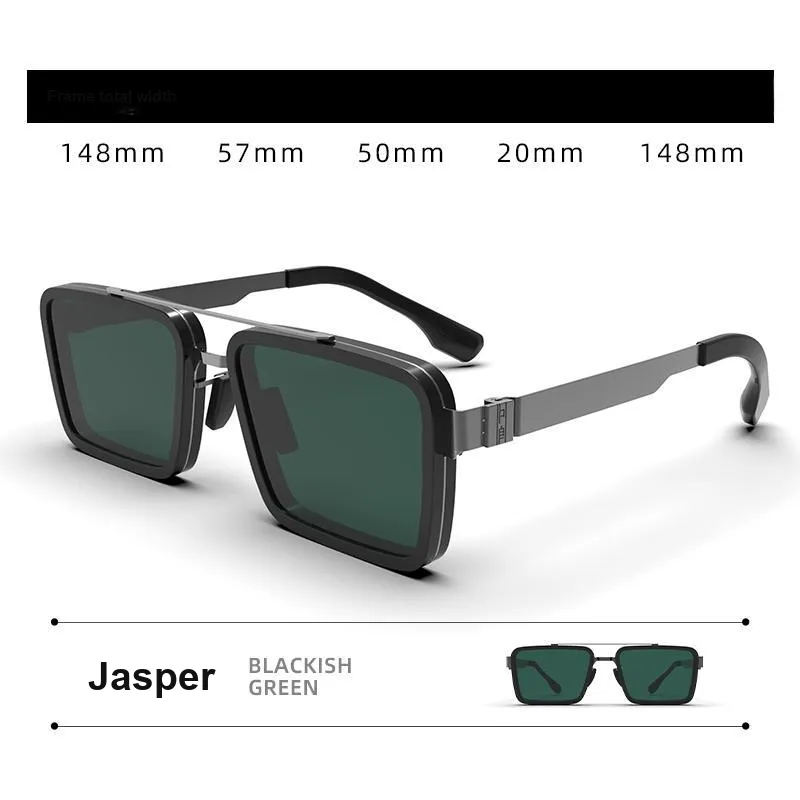 MID Plate Frame Stainless Steel Square Sunglasses Unisex-5
