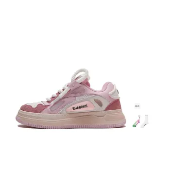 BUABOKE SKATER Macaron Collection Wear Resistant Slip Resistant Low Top Daily Skateboard Shoes Unisex Pink