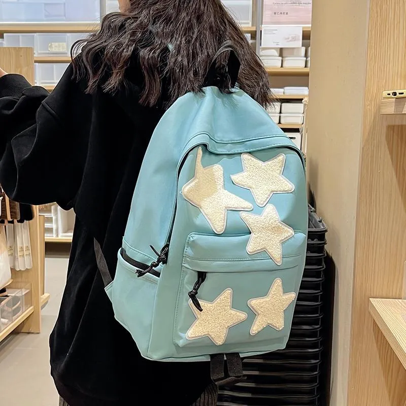 BUBM Nylon Backpack Regular Unisex Black/White/Light Purple/Navy Blue/Peacock Blue-9