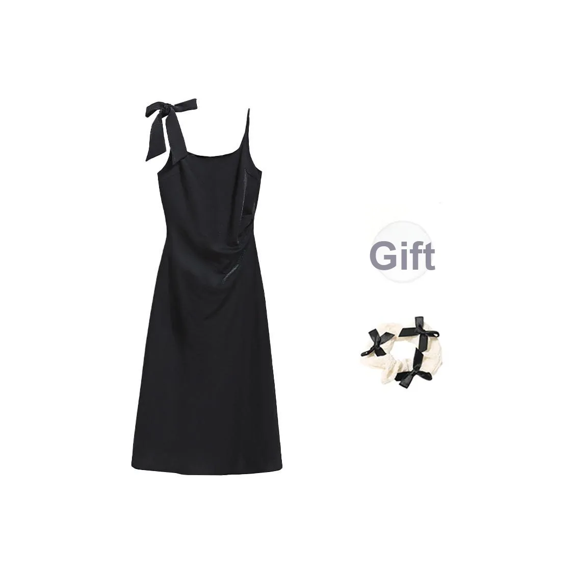 TORIGHT Slip Dresses Women's Black+Bowknot Hair Tie Comes With
