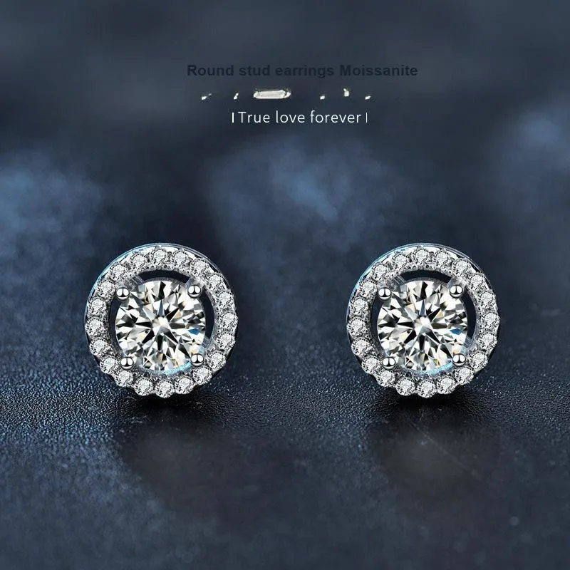 WUMZK 925 Sterling Silver Stud Earrings Women's-1