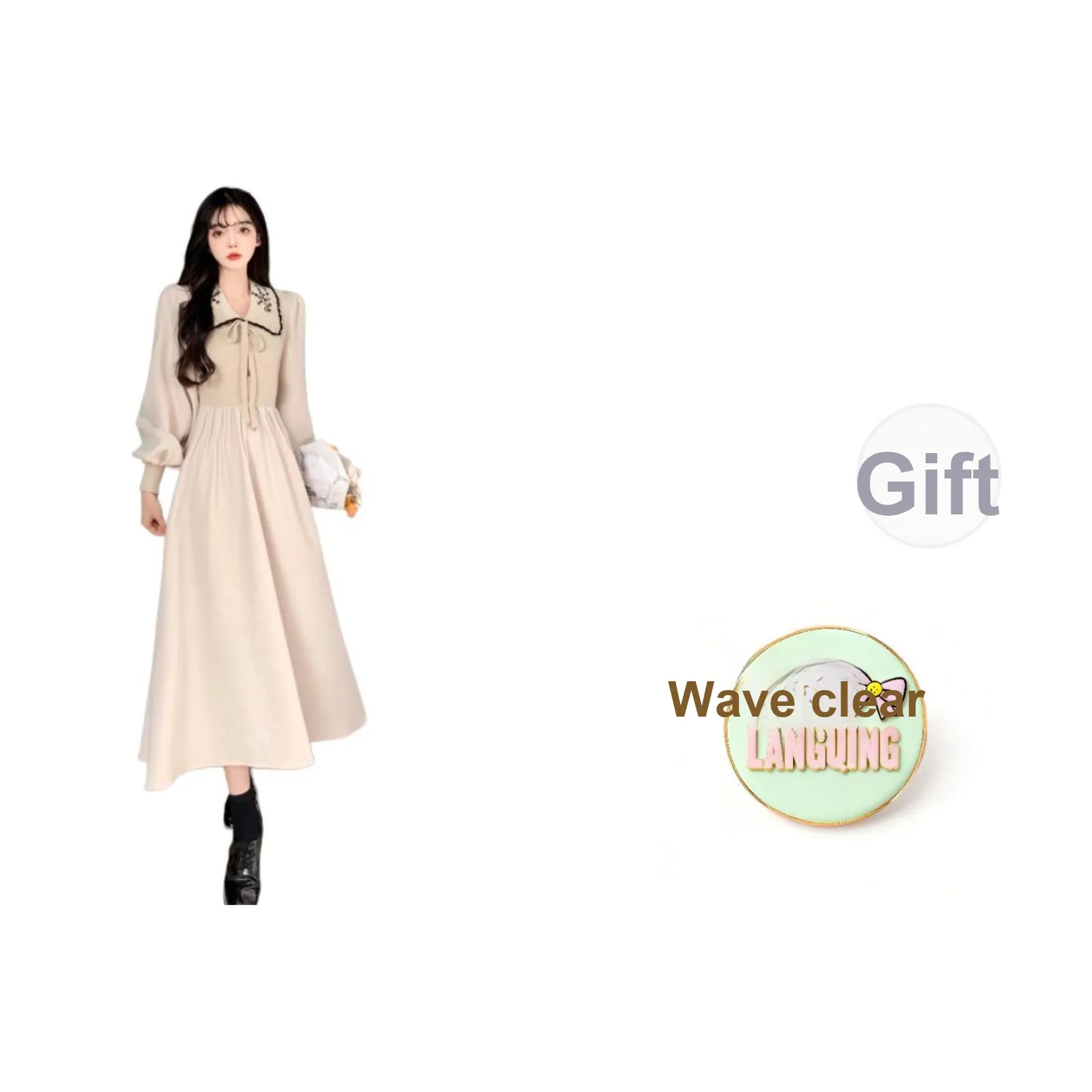 LANGQING Длинное платье с длинными рукавами женское