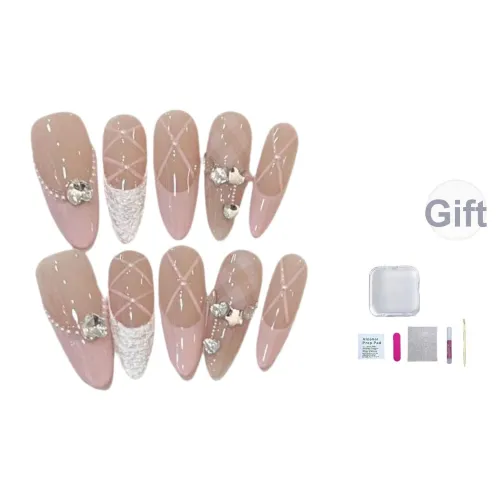 A Few More Cute Розовый Кружево Рefined Элегантность Принцесса Балет False Nail Миндально-розовый Однотонный Французский