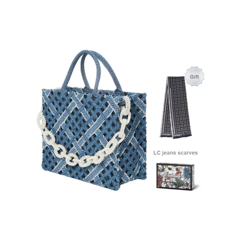 Laurence & Chico Denim One Shoulder Handbag Women's Dark Blue/Light Blue-0