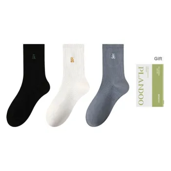 PLANDOO Mid Calf Socks Men's Box Of 3 Pairs