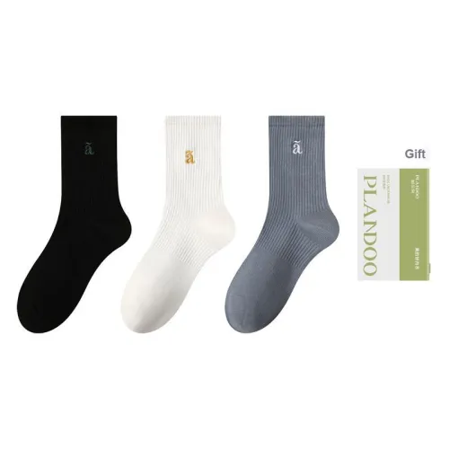 PLANDOO Mid Calf Socks Men's Box Of 3 Pairs