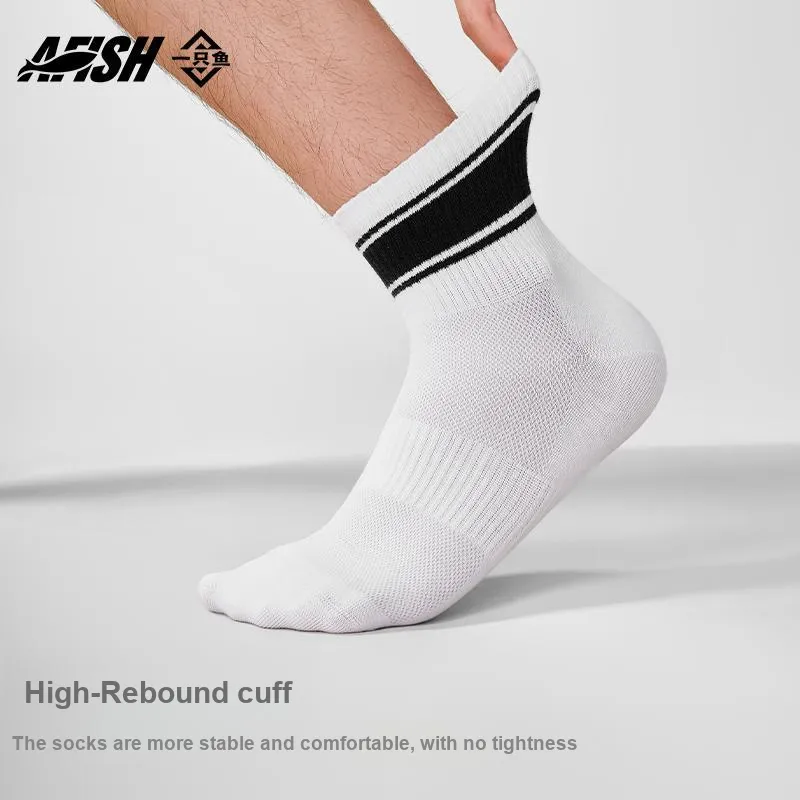 AFISH Mid Calf Socks Men's 5 Pack Shopping Bag-3