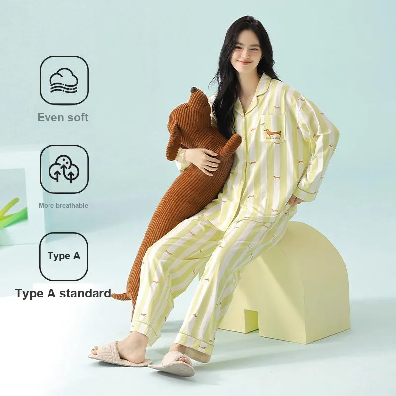 WANANNI Pajama Set Women's Yellow Green-2
