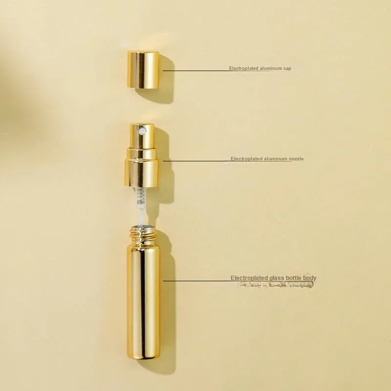 JIANYINGSHU 10ml Perfume Refill Bottle Travel Portable Sample Spray Magic Glass Empty Bottle Electroplated Push Button-45
