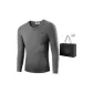 Men's V-Neck Top (Dark Heather Gray) Fleece-Lined Thermal/Thickened Temperature Locking