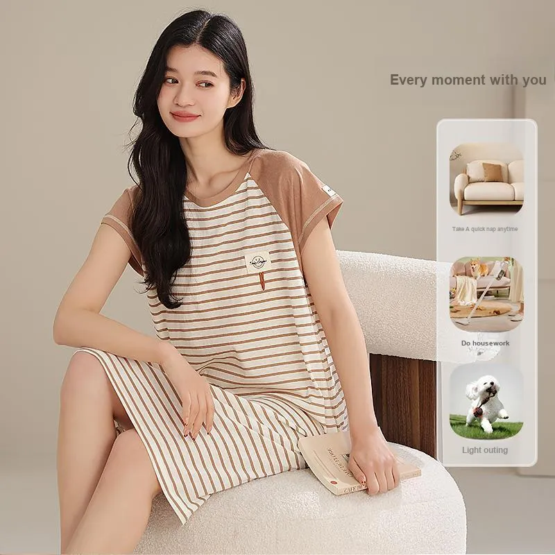 XIAFENYAN Nightgown Women's Brown-2