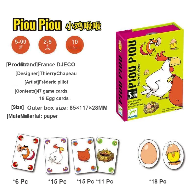 DJECO Little Chick Chirp, Casual Party Card Board Games-1