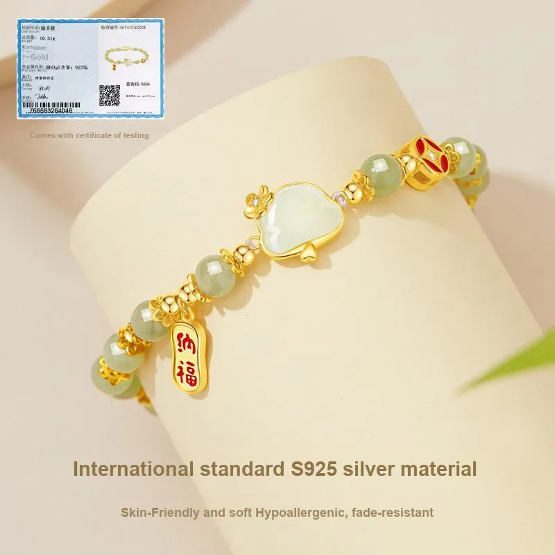 MOLADY Hetian Jade Bracelets Pale Greenish White Jade Women's-4
