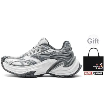 OGR Cushioning Abrasion Resistant Height Increasing Lightweight Mat Low Top Chunky Sneakers Unisex Gray