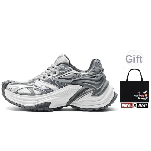 OGR Cushioning Abrasion Resistant Height Increasing Lightweight Mat Low Top Chunky Sneakers Unisex Gray