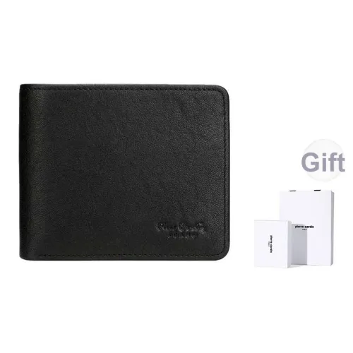 PIERRE CARDIN Кошелек из крупнозернистой текстуры коровьей кожи мужской черный