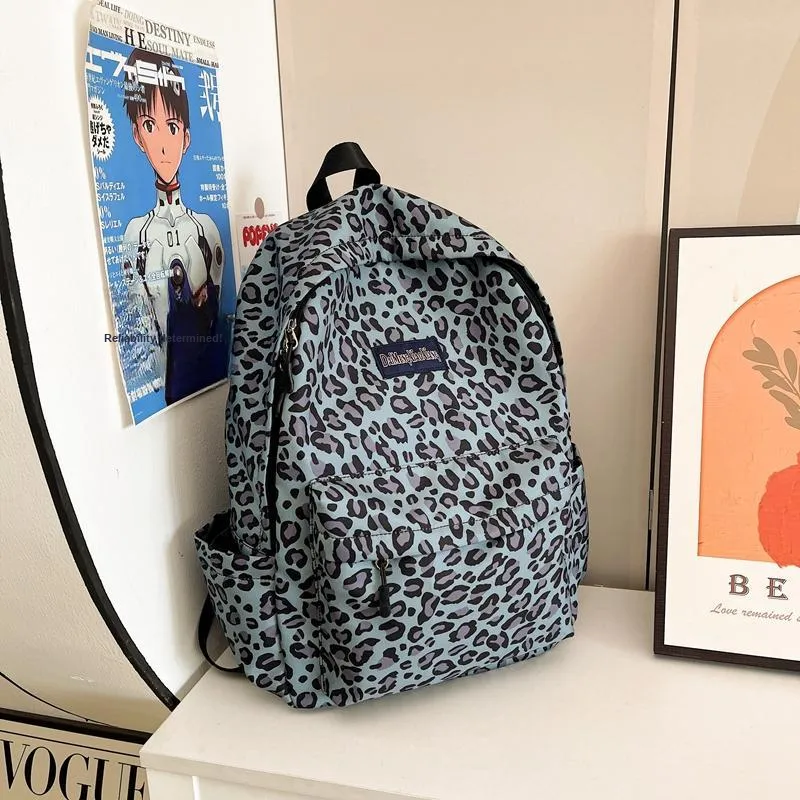 KAMLUI Canvas Bag Backpack Regular Unisex Pink Leopard Print/White Leopard Print/Brown Leopard Print/Blue Leopard Print-24