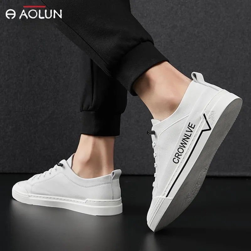 Auron Wear Resistant Low Top Skateboard Shoes Men's White-2