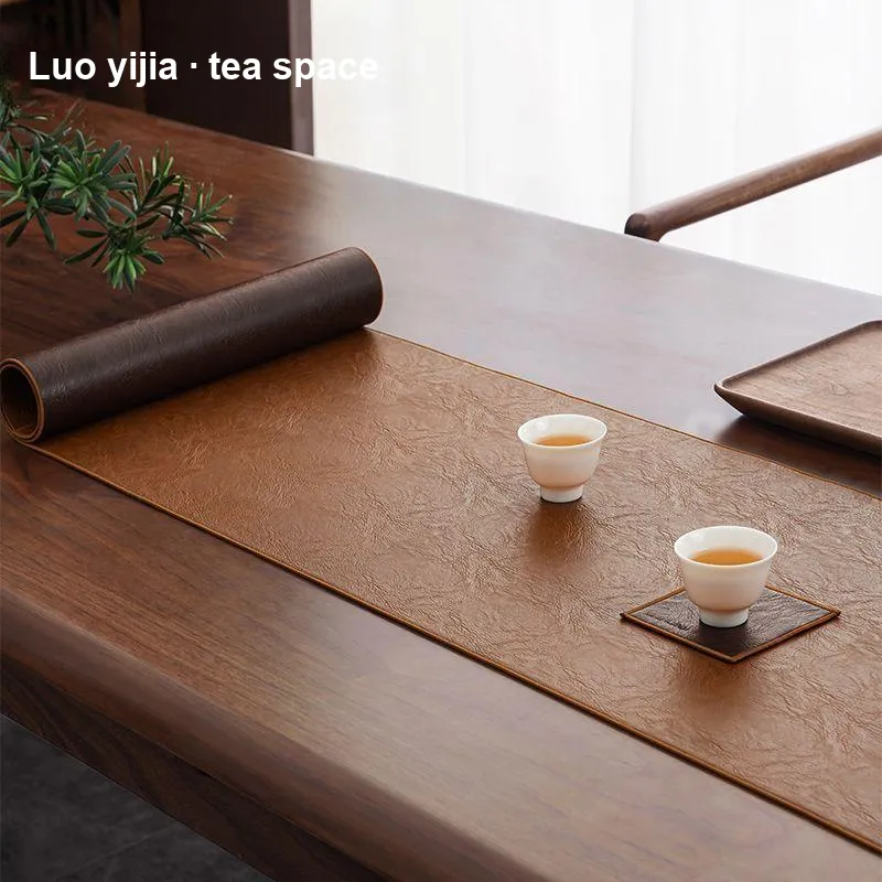 LUOYIJIA Leather Table Runners New Chinese Style Zen Tea Mats Coffee Tables Tea Tables Fabric Long Tea Table Mats-4