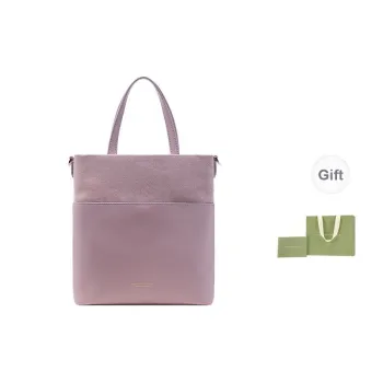 VANESSA HOGAN Cow Leather Tote Bag Shopping Bag Shoulder Bag Handbag Regular Women's Purple/Apricot