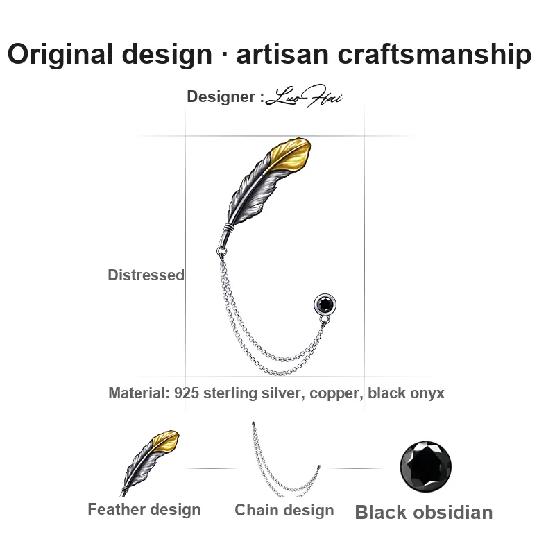 IDEAGEMER 925 Sterling Silver Brooches Men's-4