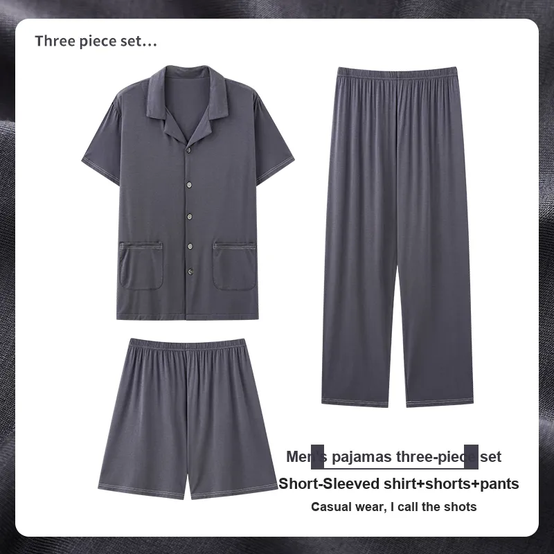 MIIOW Pajama Set Men's 3 Piece Set Dark Gray-1