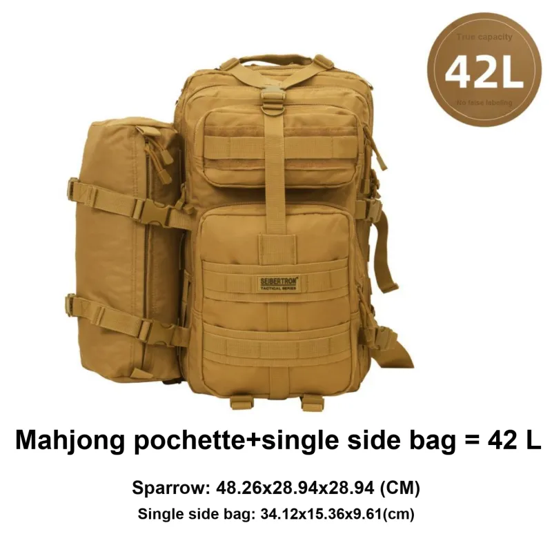 Seibertron Outdoor Bags Abrasion Resistant Polyester 42L Black/Brown Unisex-3