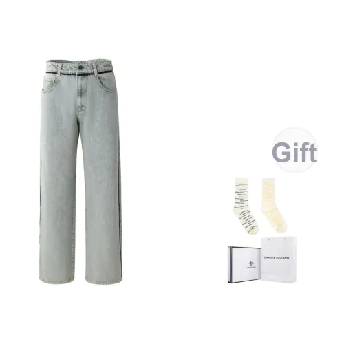 Charlie Luciano Джинсы Унисекс Серый Белый