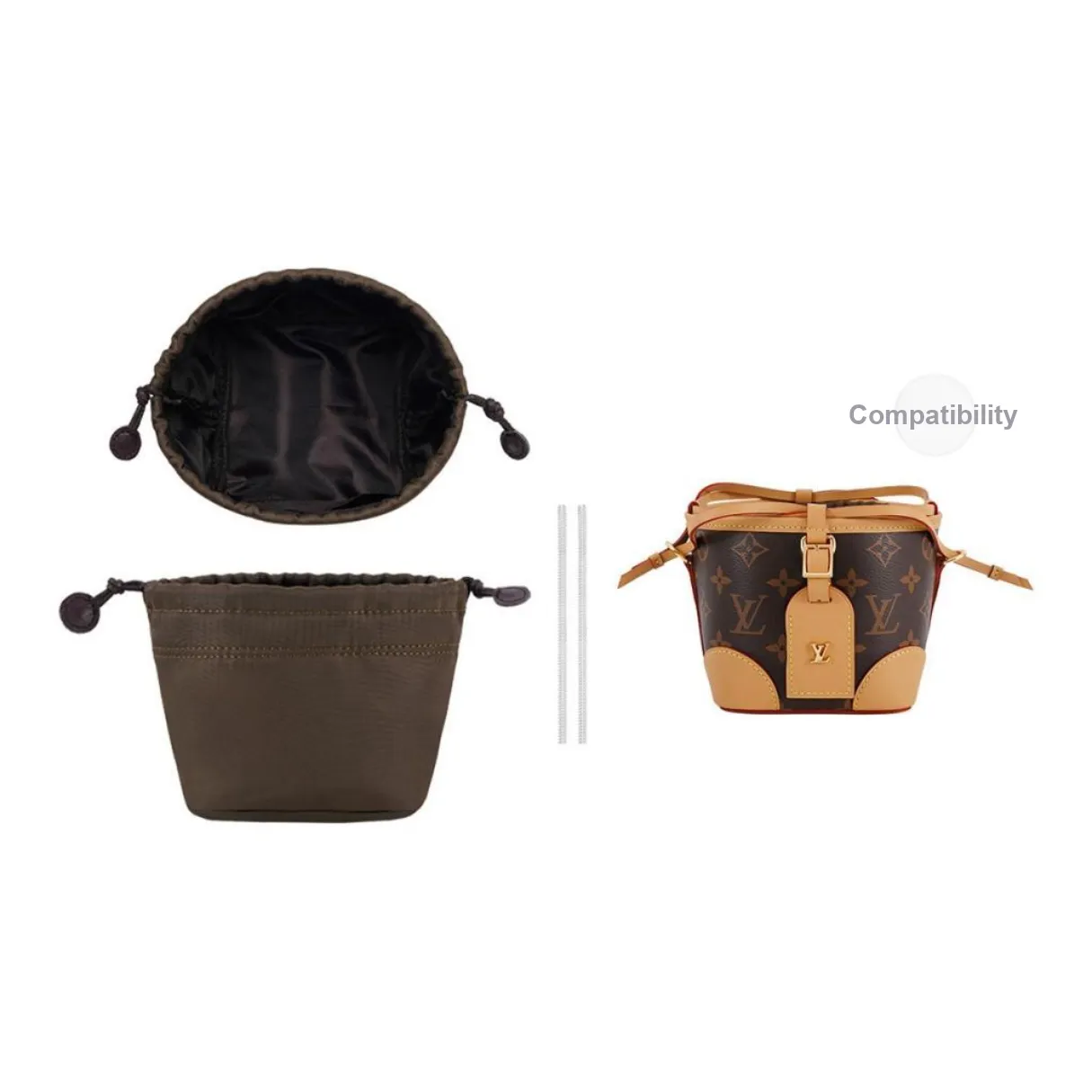 GUYI Cow Leather Liner Shoulder Strap Bag Accessory Women's Brown