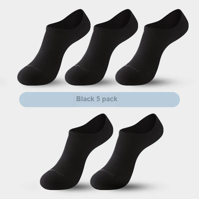 INVISIBLE No Show Socks Unisex 5 Pack Black-1