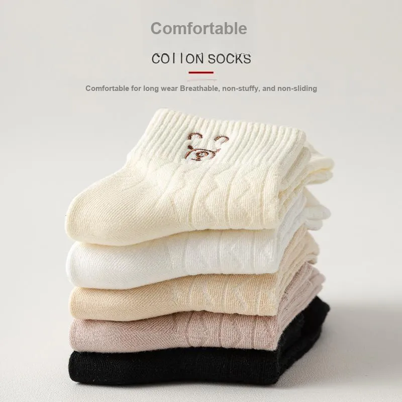MIIOW Mid Calf Socks Women's 5 Pack-18