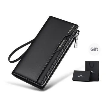 WilliamPOLO Cow Leather Zip Closure Small Handbag Wallet Regular Men's Black/Coffee