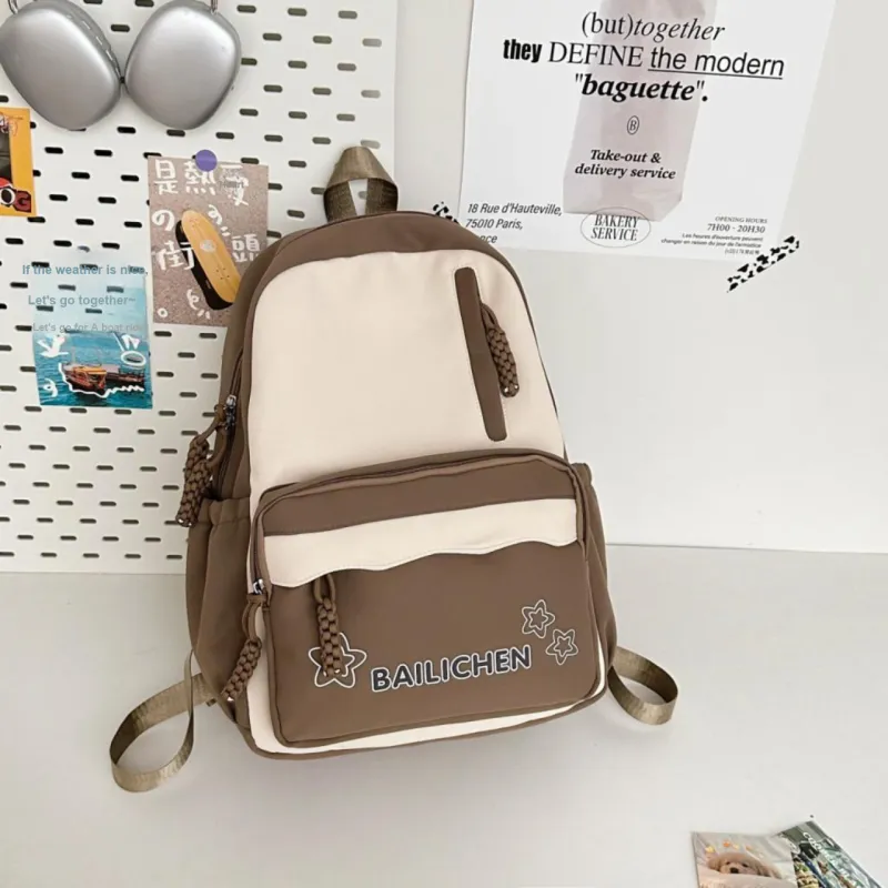 URBAN FOREST Nylon Backpack Unisex Pink/Violet/Khaki/Cyan/Lake Blue/Black-15