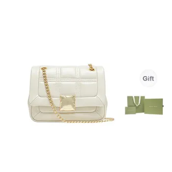 VANESSA HOGAN Chocolate Cow Leather Shoulder Bag Small Square Bag Shoulder Bag Medium Size Women's Ecru