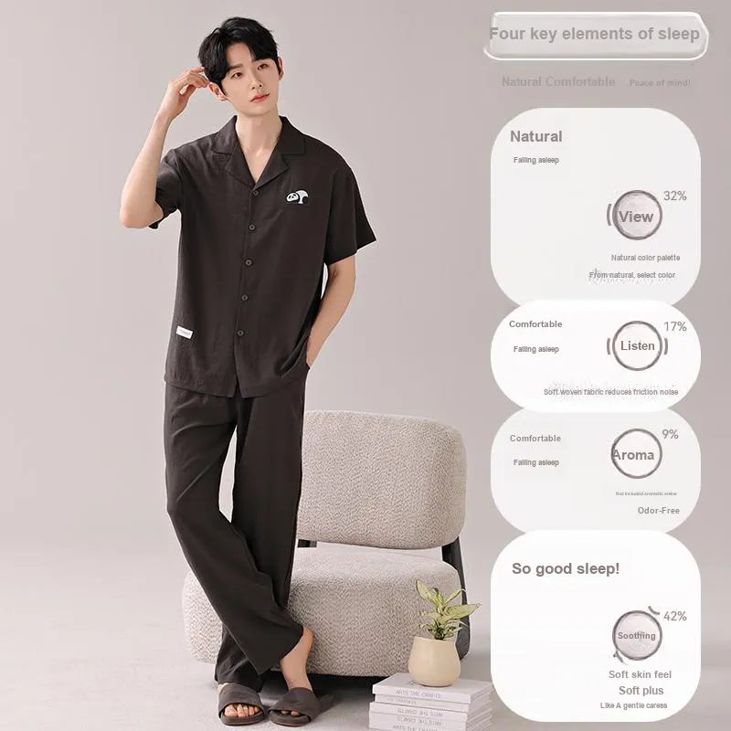 MIIOW Cool One Summer Series Pajama Set Men's Dark Brown-2