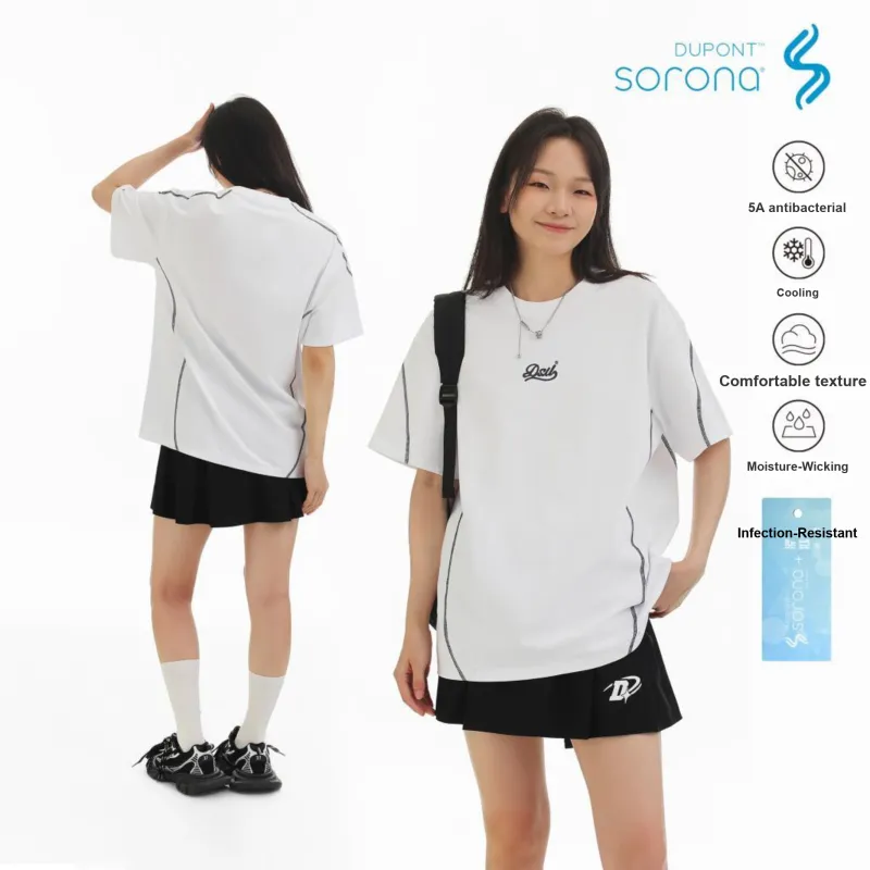 DESSUU Drop Shoulder Sleeve T Shirt Women's-2