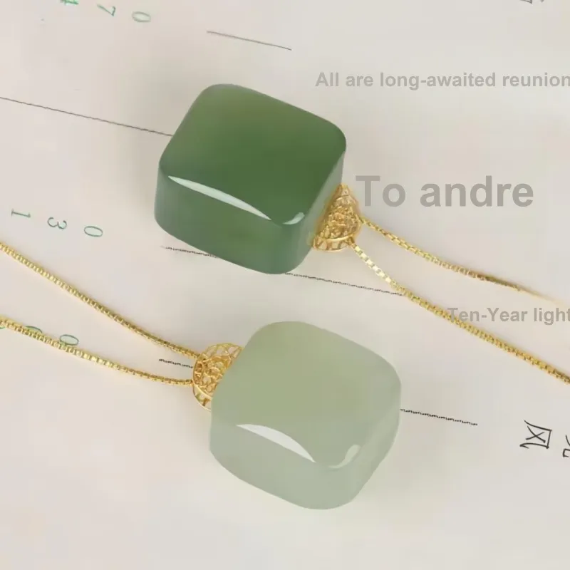 CUIYIN Hetian Jade Pendants Pale Greenish White Jade Unisex-4