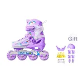 [Upgraded Double Buckle]Purple+Helmet Protective Gear Seven-Piece Set