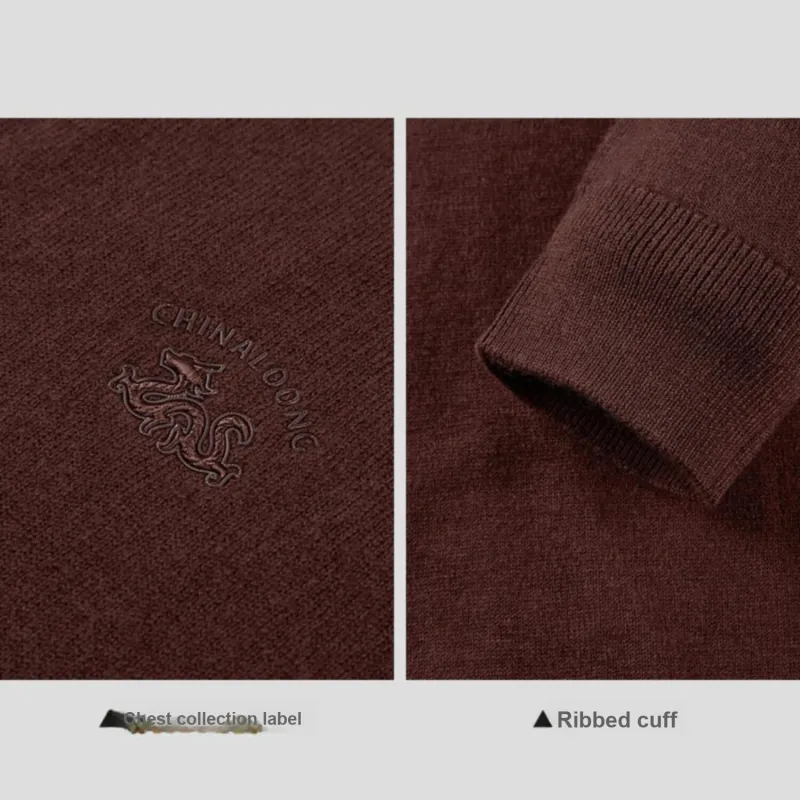 HLA Full Sheep Wool Embroidered Print Comfortable Long Sleeved Knitwear Men's-10