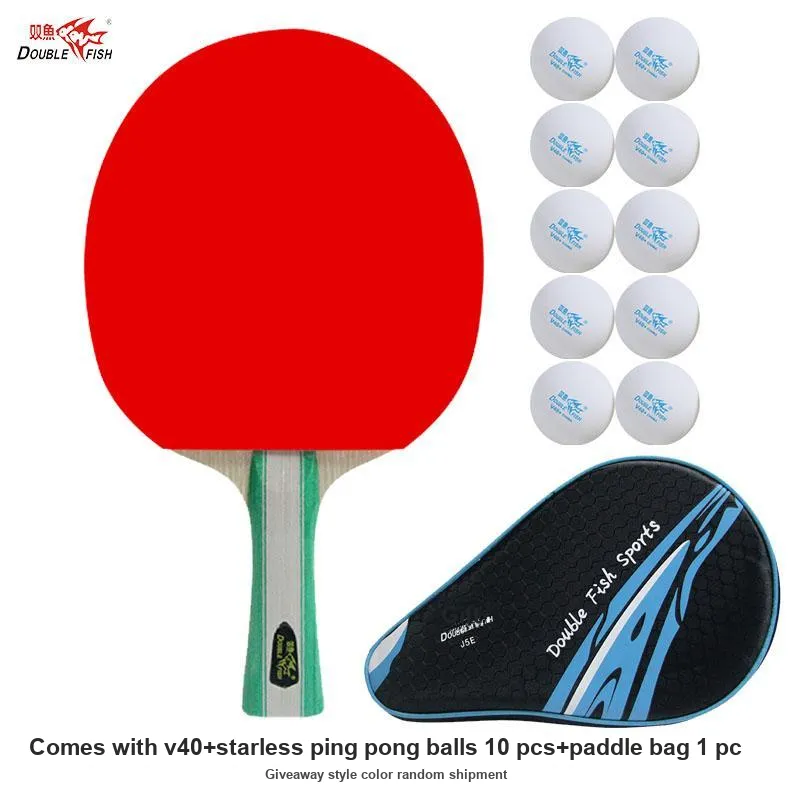 DOUBLEFISH Ping Pong Paddles Unisex Basswood Sponge Red-3