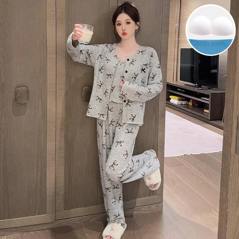 Sleeping Beauty Pajama Set Women's Light Gray-5