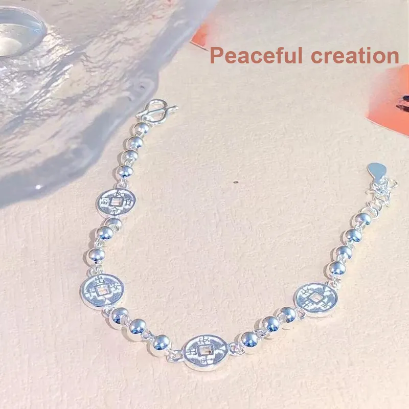 Old Qingyun Silver Building Foot Silver 990 Bracelets Unisex-2