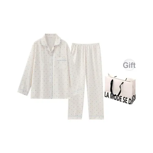 MEIJIAO Белый Точка Одежда Комплекты + Буква Сумка для покупок Женские Пижамные Наборы
