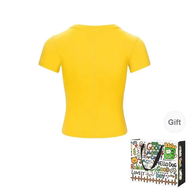 OURUOKE Regular T Shirt Women's Yellow-1