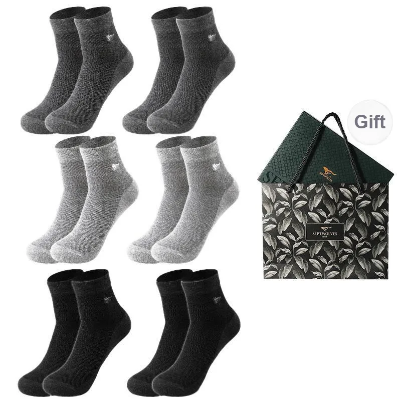 SEPTWOLVES Ankle Socks Men's Gift Box Of 6 Doubles-80