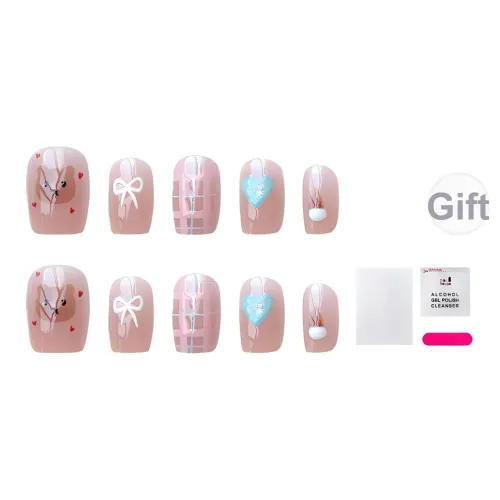 JIABITU Медведь Бант Съемный False Nail Короткий LADDER Смешанный Нюдовый Матовый