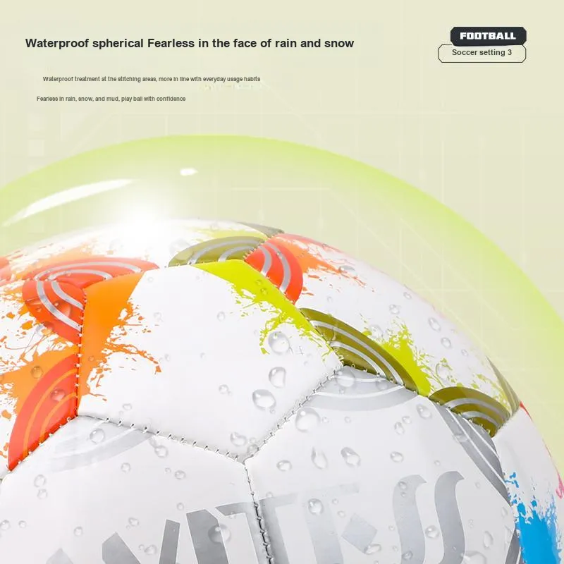 WITESS Size 5 Soccer PVC Machine Stitched Soccer Ball Unisex Multicolor Ink Splatter-8