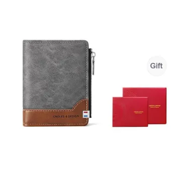 CNOLES Synthetic Leather Wallets Card Holders Small Size Men's Iridescent Gray Coffee